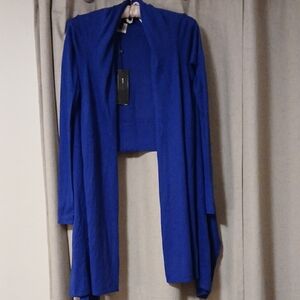 BCBG Electric Blue Draped Open-Front Cardigan